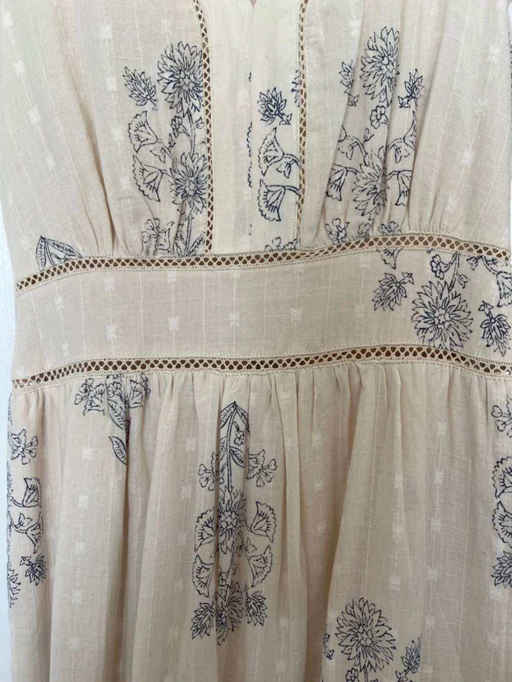 Lucky Brand Cream Maxi Dress with blue Print - Picture 5 of 5